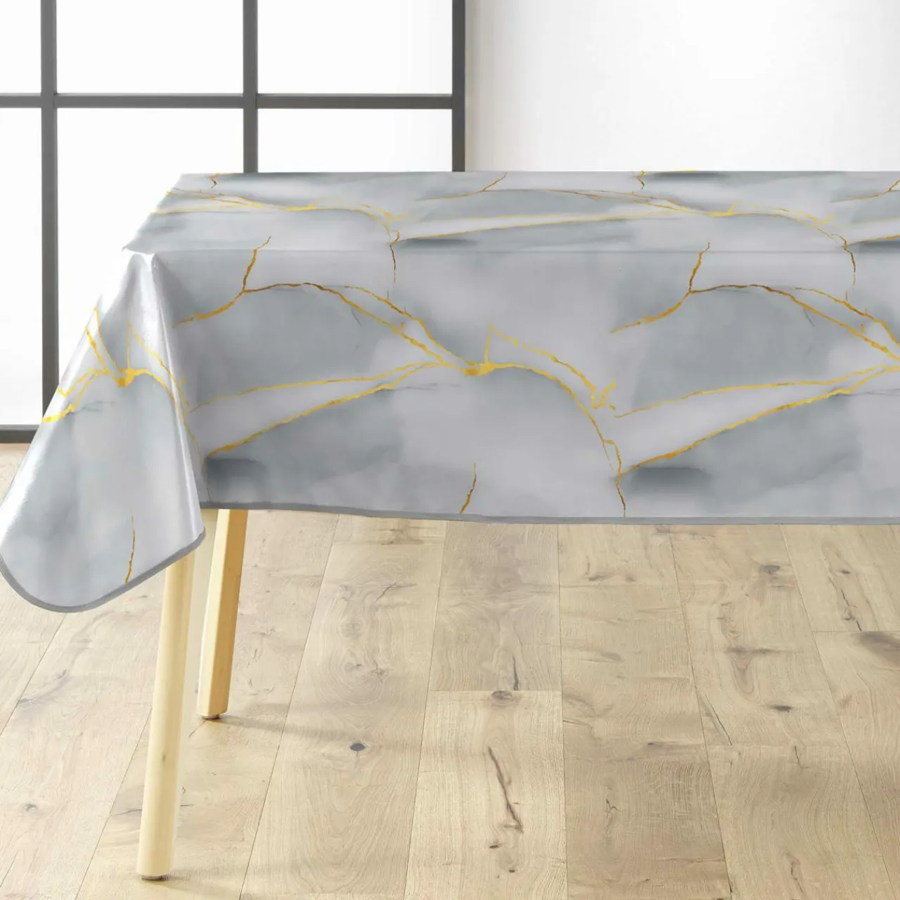douceur d'intu017drieur Nappe rectangulaire enduite PVC (140 x 240 cm) Marbrelle e Gris Online