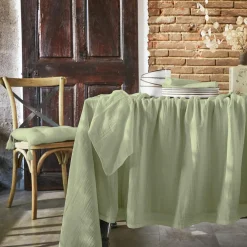 EMINZA Nappe rectangulaire gaze de coton (150 x 250 cm) Gaïa Vert tilleul Hot