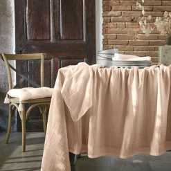 EMINZA Nappe rectangulaire gaze de coton (150 x 350 cm) Gaïa Rose poudré