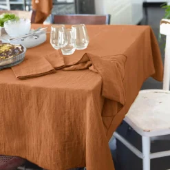 EMINZA Nappe rectangulaire gaze de coton (150 x 350 cm) Gaïa Abricot Discount