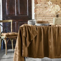 EMINZA Nappe rectangulaire gaze de coton (150 x 250 cm) Gaïa Camel Discount