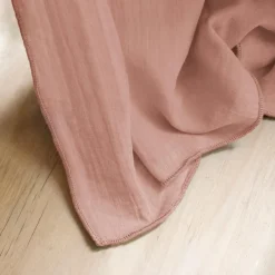 EMINZA Nappe rectangulaire gaze de coton (150 x 350 cm) Gaïa Rose Pêche Sale