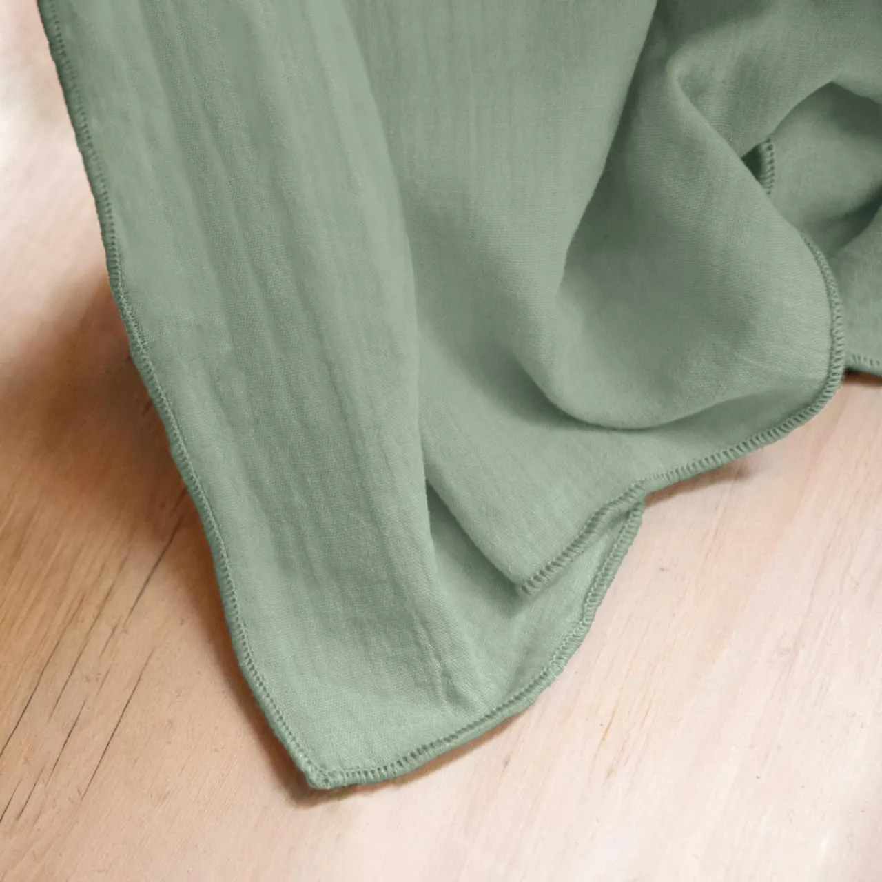EMINZA Nappe rectangulaire gaze de coton (150 x 350 cm) Gaïa eucalyptus Vert Discount