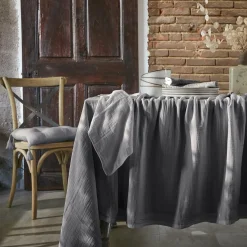 EMINZA Nappe rectangulaire gaze de coton (150 x 350 cm) Gaïa Gris granit Gris foncé Online