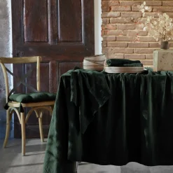 EMINZA Nappe rectangulaire gaze de coton (150 x 350 cm) Gaïa Vert sapin Outlet