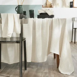 EMINZA Nappe rectangulaire gaze de coton (150 x 250 cm) Gaïa vichy Beige Best