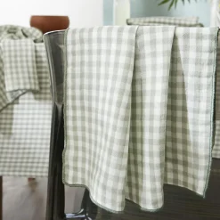EMINZA Nappe rectangulaire gaze de coton (150 x 250 cm) Gaïa vichy Vert Eucalyptus
