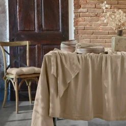 EMINZA Nappe rectangulaire gaze de coton (150 x 350 cm) Gaïa Ficelle New