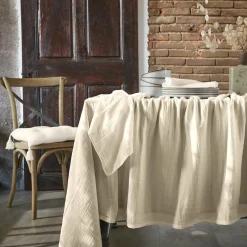 EMINZA Nappe rectangulaire gaze de coton (150 x 250 cm) Gaïa pampa Beige