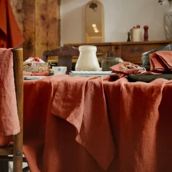 EMINZA Nappe rectangulaire lin lavé (170 x 350 cm) Louise Terracotta Sale
