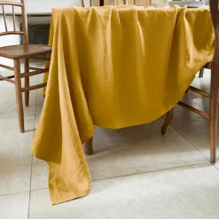 EMINZA Nappe rectangulaire lin lavé (170 x 350 cm) Louise Jaune moutarde New