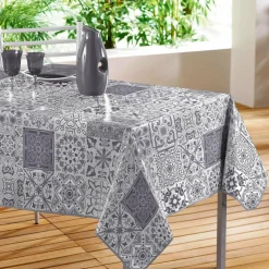 DECORLINE Nappe rectangulaire toile cirée (140 x 240 cm) Persanne e Gris Outlet