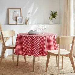 EMINZA Nappe ronde anti tache (180 cm) Elise Vichy Rouge Vichy-rouge Outlet