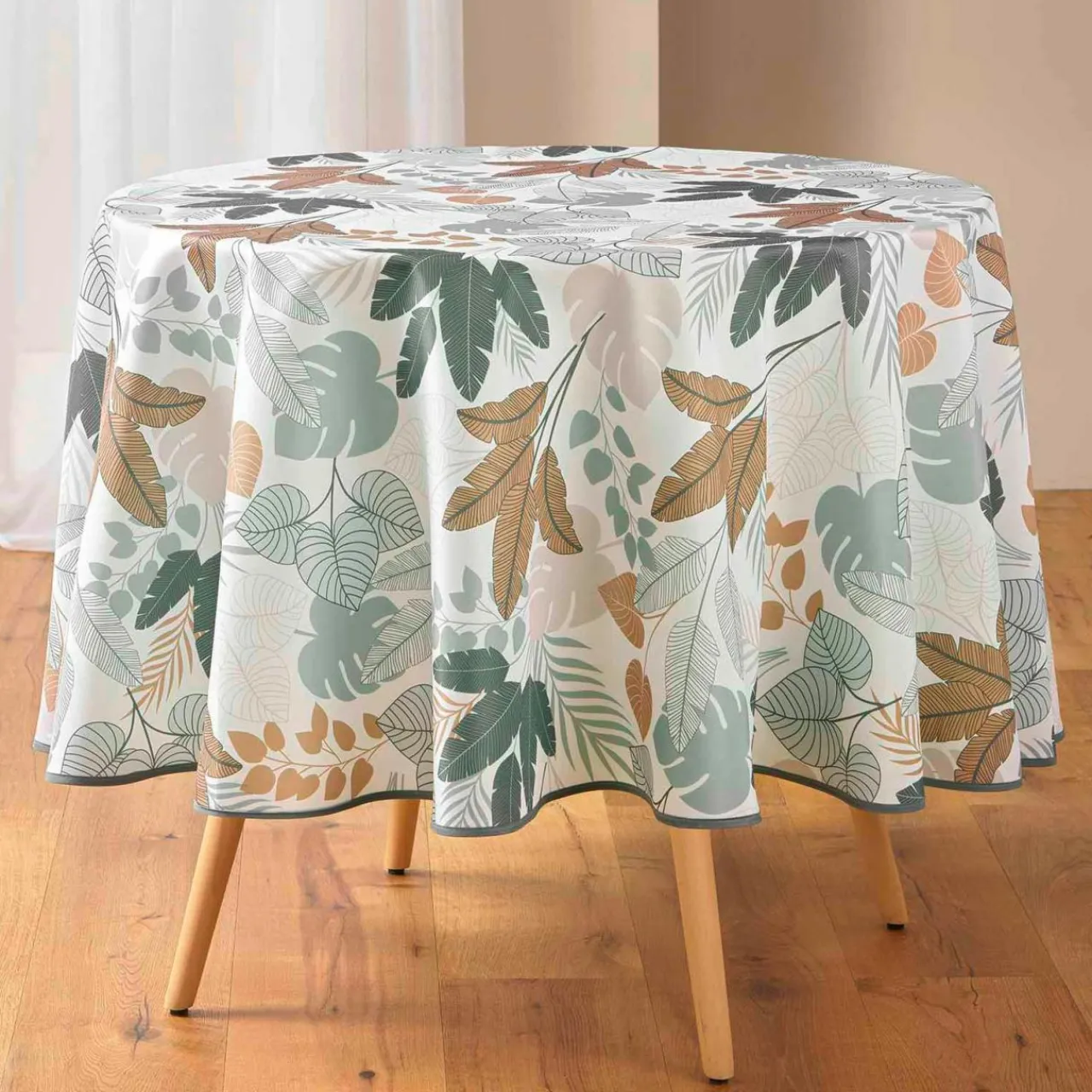douceur d'intu017drieur Nappe ronde antitache (180 cm) Fidji e Vert Hot