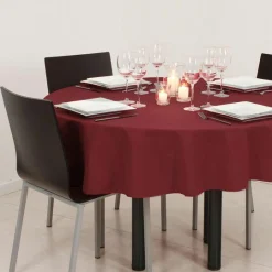 ATMOSPHERA Nappe ronde anti tache (D180 cm) Lina Rouge Bordeaux Hot