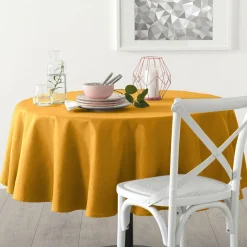 ATMOSPHERA Nappe ronde anti tache (D180 cm) Mina Jaune ocre Online