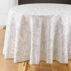 DOUCEUR D'INTERIEUR Nappe ronde anti-taches (D180 cm) Solea he Blanc Hot