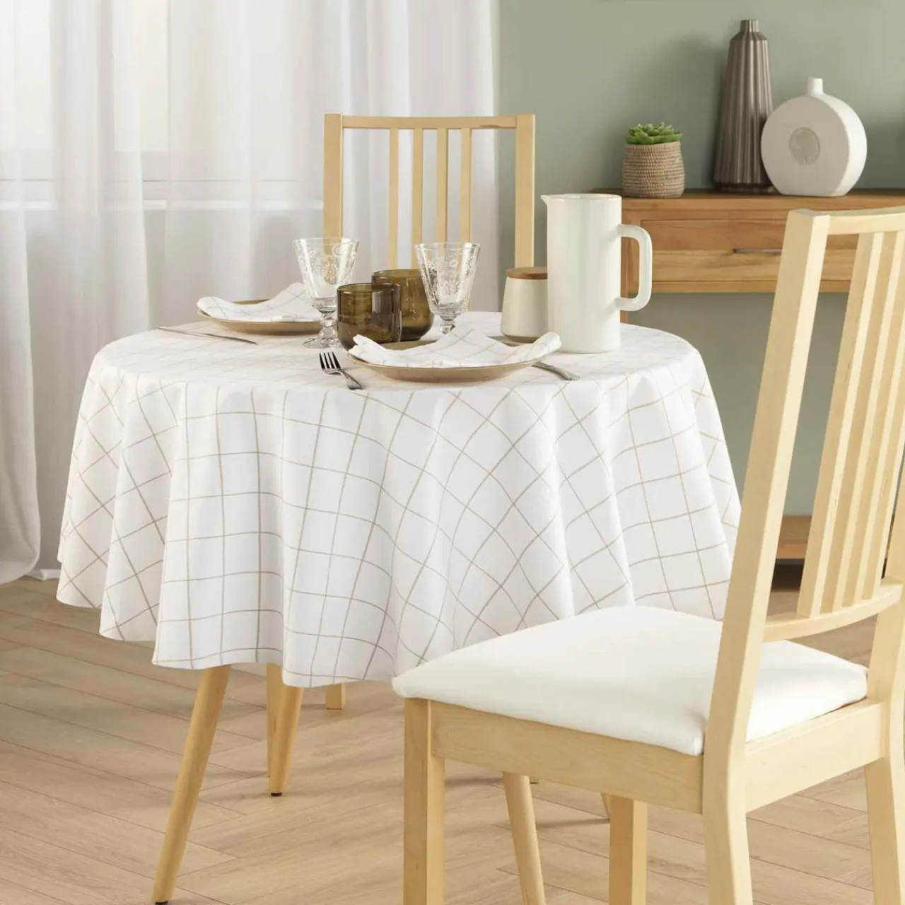 douceur d'intu017drieur Nappe ronde coton (180 cm) Axel he Blanc