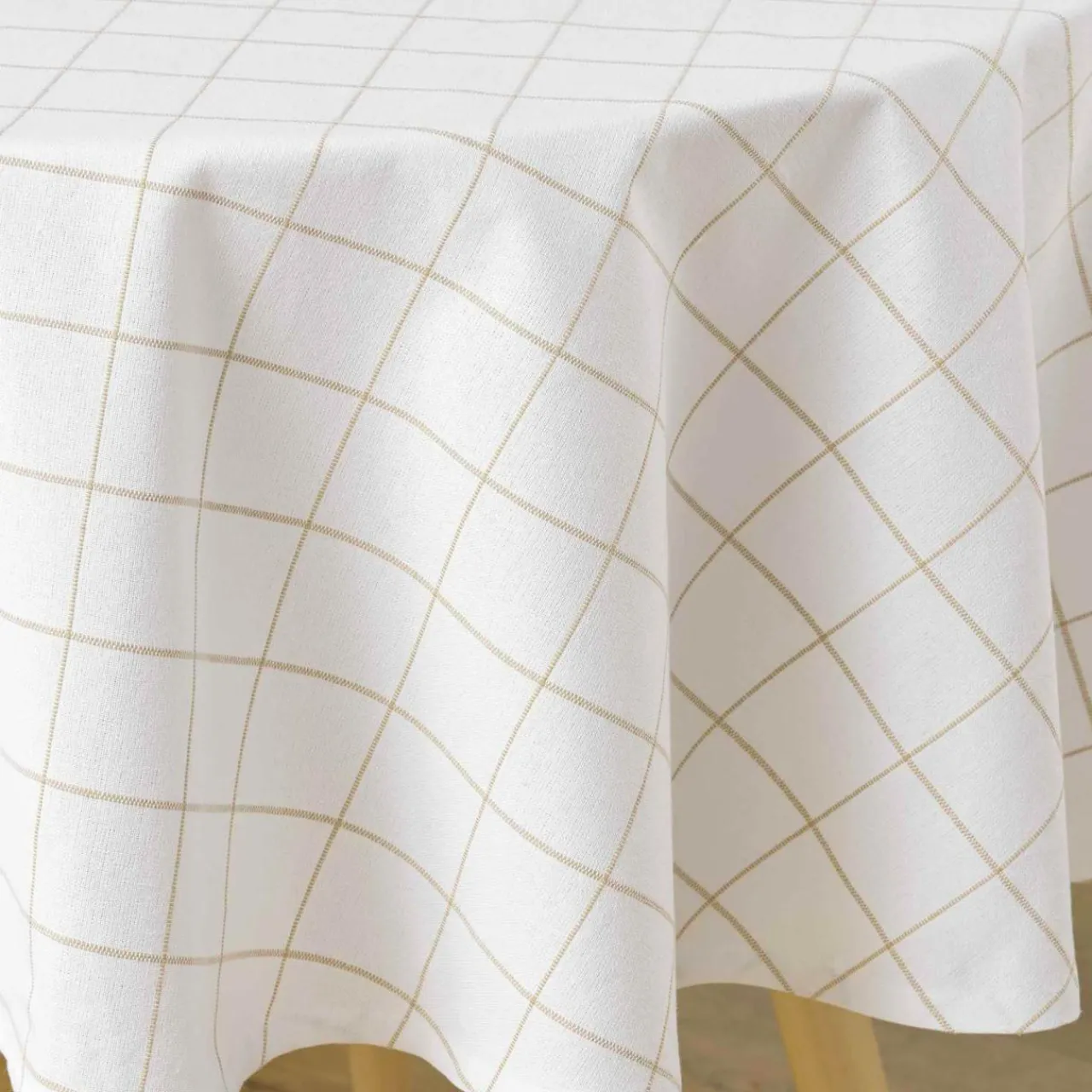 douceur d'intu017drieur Nappe ronde coton (180 cm) Axel he Blanc