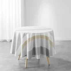 douceur d'intu017drieur Nappe ronde coton tissé (180 cm) Iliade he Blanc Clearance