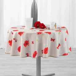 DOUCEUR D'INTERIEUR Nappe ronde (D180 cm) Sweet Poppy Rouge Online