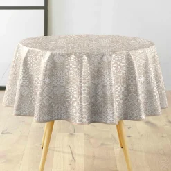 douceur d'intu017drieur Nappe ronde enduite PVC (160 cm) Carella he Blanc Discount
