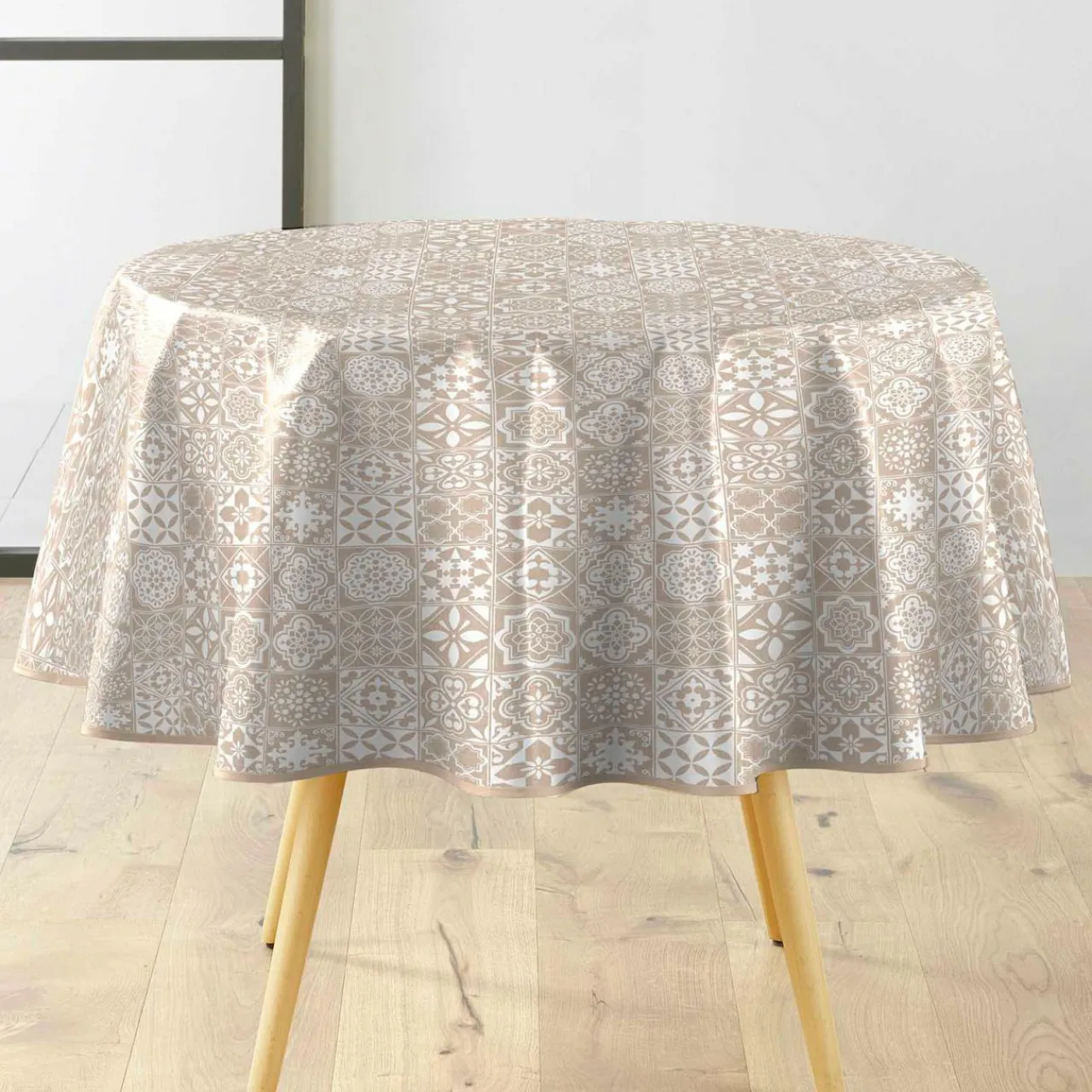 douceur d'intu017drieur Nappe ronde enduite PVC (160 cm) Carella he Blanc Discount