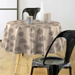 douceur d'intu017drieur Nappe ronde enduite PVC (160 cm) Feuillys Beige Sale
