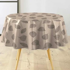 douceur d'intu017drieur Nappe ronde enduite PVC (160 cm) Feuillys Beige Sale