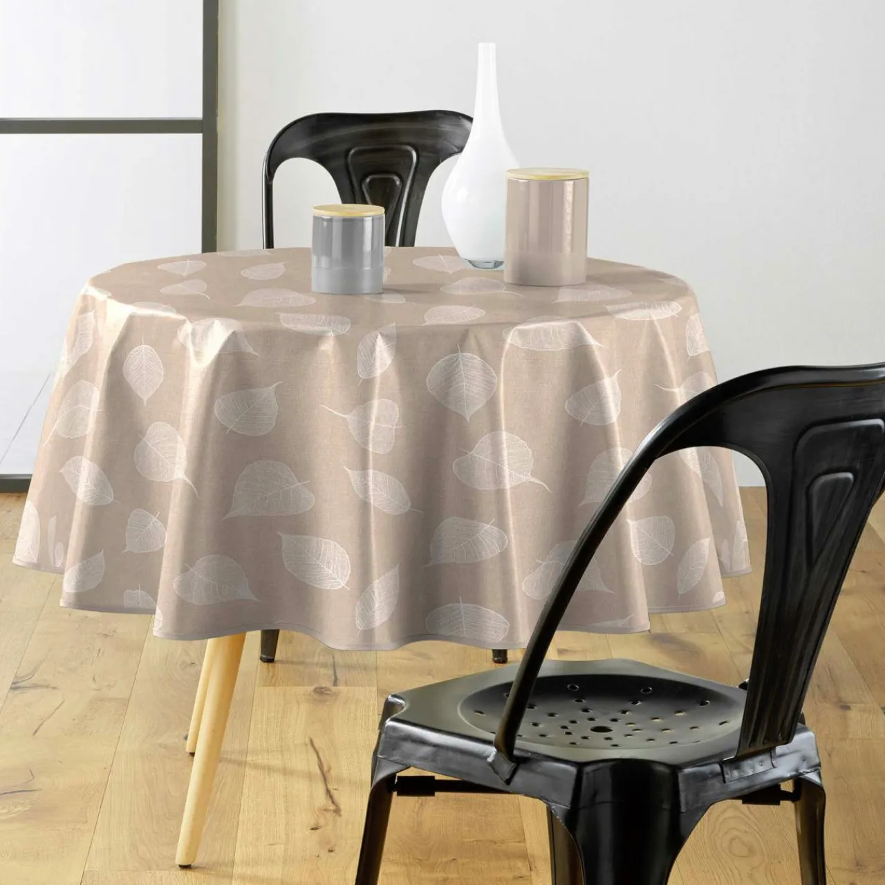 douceur d'intu017drieur Nappe ronde enduite PVC (160 cm) Feuillys he Blanc Best