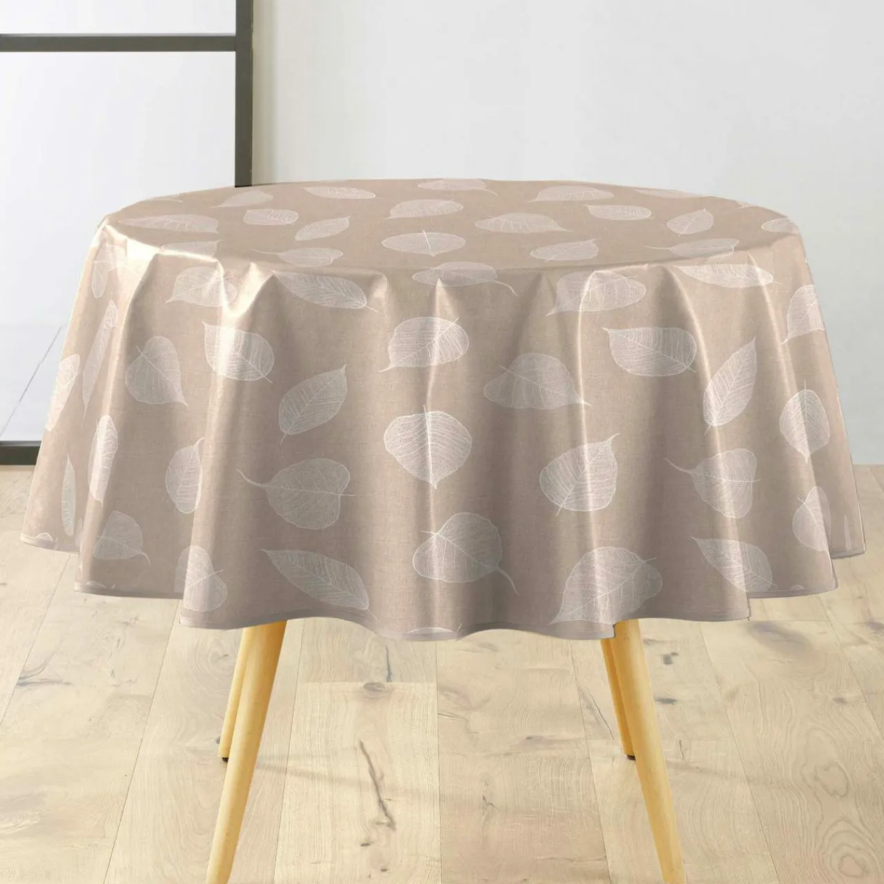 douceur d'intu017drieur Nappe ronde enduite PVC (160 cm) Feuillys he Blanc Best