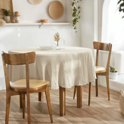 EMINZA Nappe ronde gaze de coton (180 cm) Gaïa pampa Beige New
