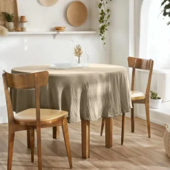 EMINZA Nappe ronde gaze de coton (180 cm) Gaïa Ficelle Discount