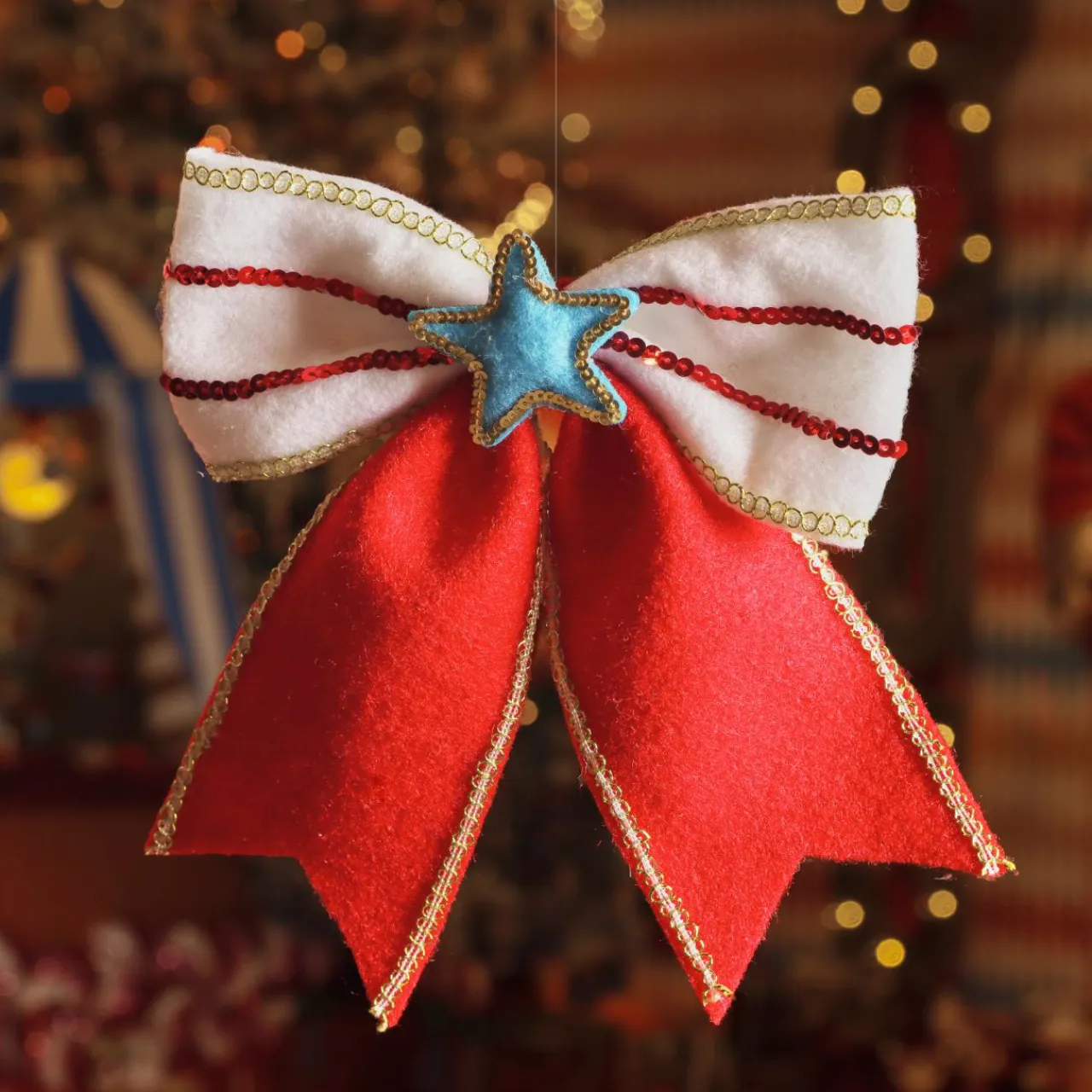 KAEMINGK Noeud de Noël (H23 cm) Circus étoile Bleu Rouge Sale