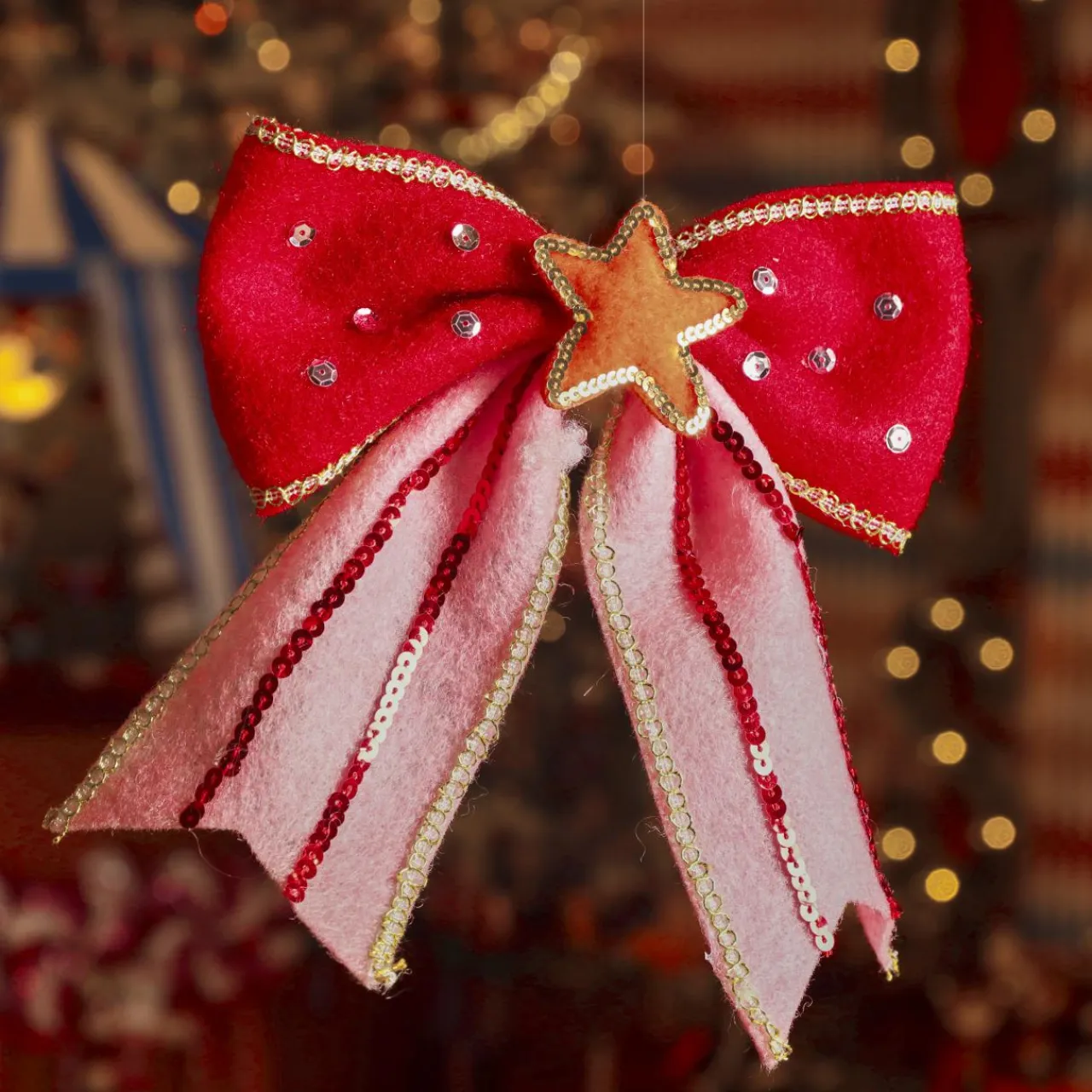 KAEMINGK Noeud de Noël (H23 cm) Circus étoile Orange Rouge Outlet