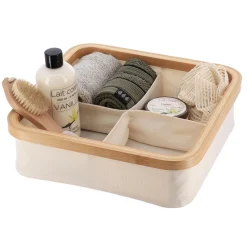 TENDANCE Organisateur carré pliable 4 compartiments (L30 x H10 cm) Purebamboo Ecru Online
