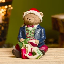 KAEMINGK Ours de Noël décoratif (H16 cm) Léo et ses cadeaux Multicolore Outlet
