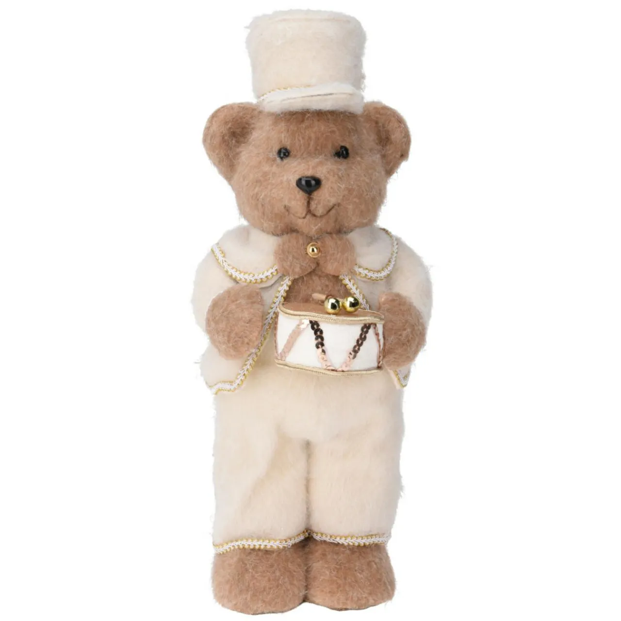 KOOPMAN Ours de Noël debout (H41 cm) Tambour d'or Crème Beige Best
