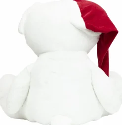JJA Ours en peluche (H100 cm) Jules et nœud velours et rouge Blanc Discount
