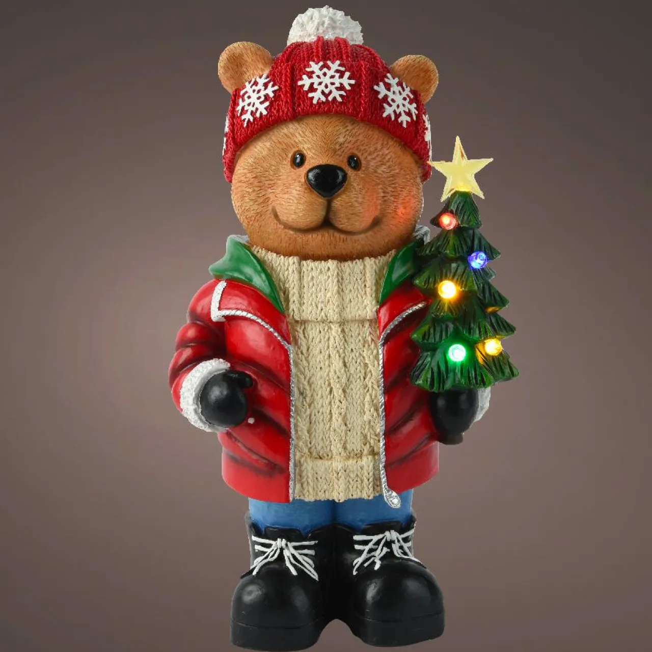 KAEMINGK Ourson lumineux à piles 7 LED (H38 cm) Tiboo Multicolore
