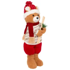 JJA Ours peluche debout (H50 cm) Petit Skieur Rouge Sale