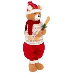 JJA Ours peluche jambes téléscopiques (H95 cm) Petit Skieur Rouge New