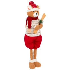 JJA Ours peluche jambes téléscopiques (H95 cm) Petit Skieur Rouge New
