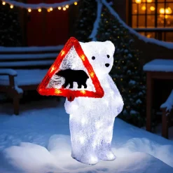 Feeric Lights & Christmas Ours polaire solaire 50 LED (H39 cm) Warning Blanc chaud Online