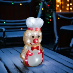 JJA Pain d'épices lumineux solaire 25 LED (H28 cm) Petit cuistot Blanc froid Marron Sale
