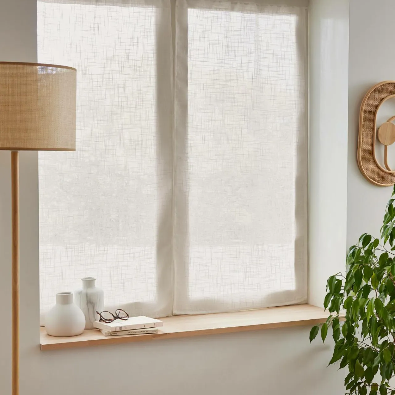EMINZA Paire de voilages effet lin (60 x 120 cm) Robin Beige Discount