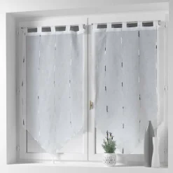 DOUCEUR D'INTERIEUR Paire de voilages à passants (45 x 120 cm) Chenilla Gris Outlet