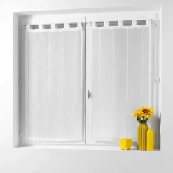 DOUCEUR D'INTERIEUR Paire de voilages à passants (60 x 160 cm) Linahe Blanc Discount
