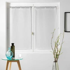 DOUCEUR D'INTERIEUR Paire de voilages à passants (60 x 120 cm) Milza Blanc Discount