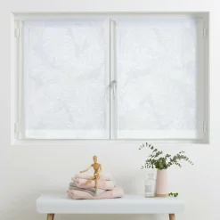 ATMOSPHERA Paire de voilages passe-tringle (60 x 90 cm) Feuilles Blanc Hot